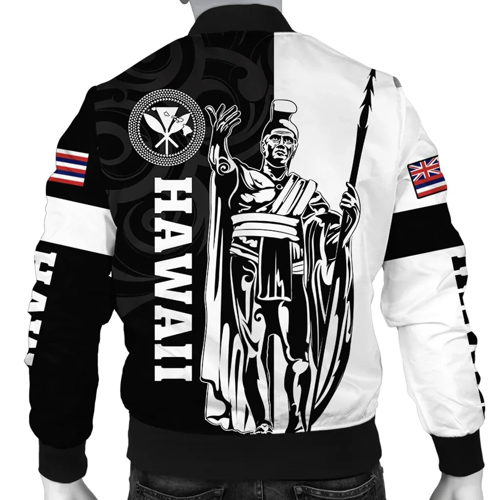 Polynesian Pride Jacket - Hawaii King Polynesian Bomber Jacket - Lawla Style White