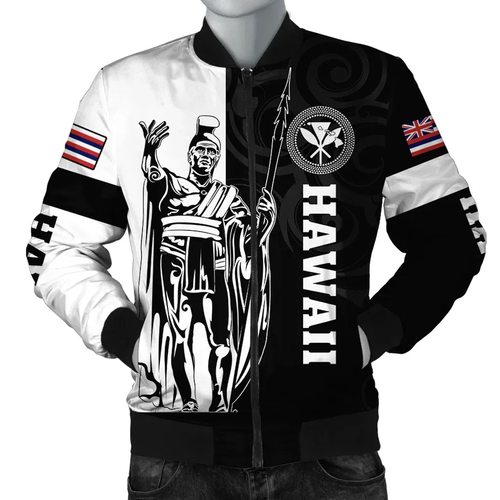 Polynesian Pride Jacket - Hawaii King Polynesian Bomber Jacket - Lawla Style White