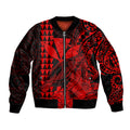 Kakau Polynesian Tribal Hawaiian Turtle with Kanaka Maoli Red Bomber Jacket LT9