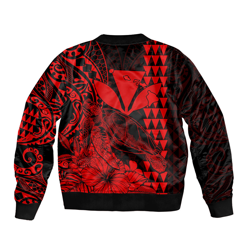 Kakau Polynesian Tribal Hawaiian Turtle with Kanaka Maoli Red Bomber Jacket LT9