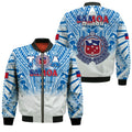 Samoa Rugby Bomber Jacket Toa Samoa Polynesian Pacific Navy Version LT14