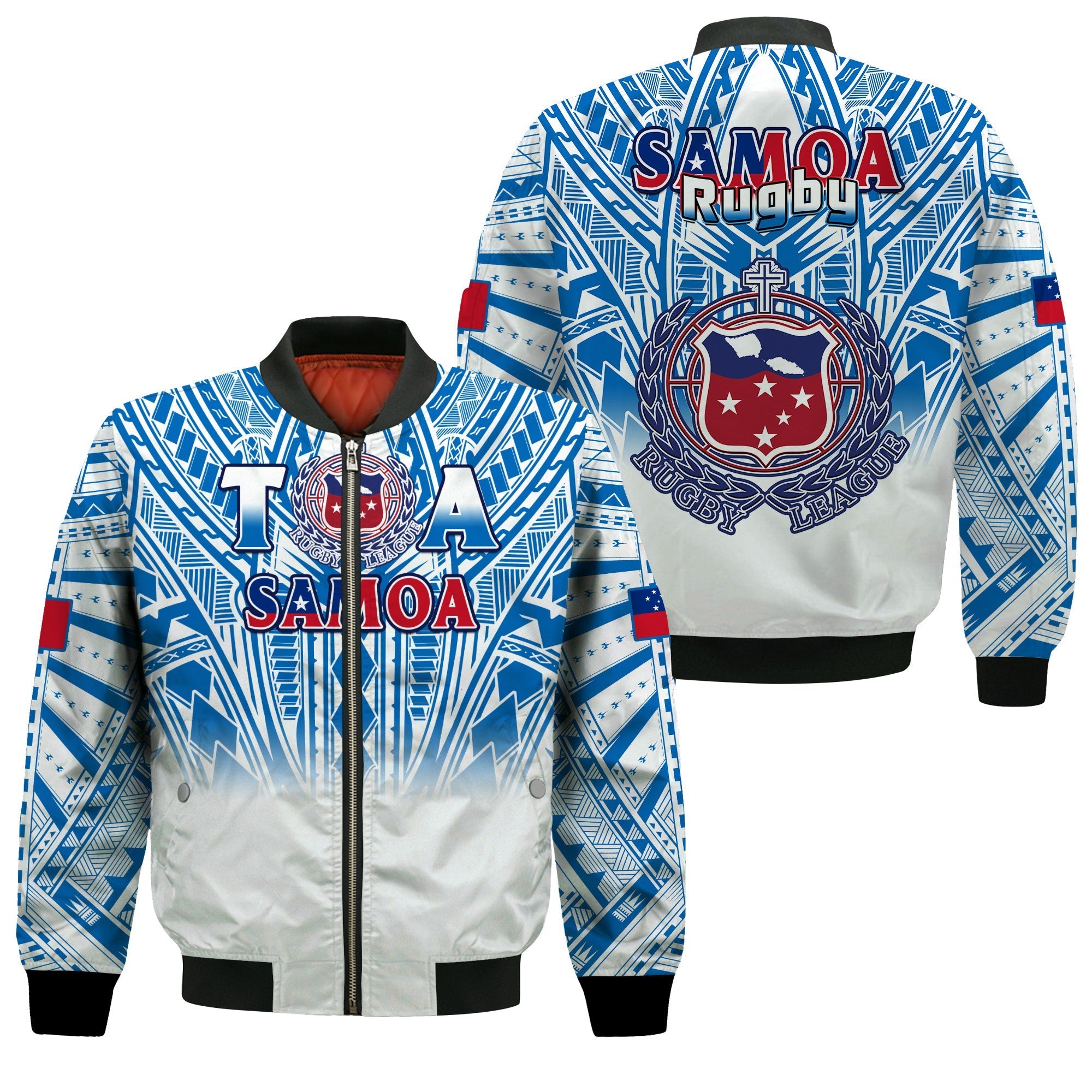 Samoa Rugby Bomber Jacket Toa Samoa Polynesian Pacific Navy Version LT14