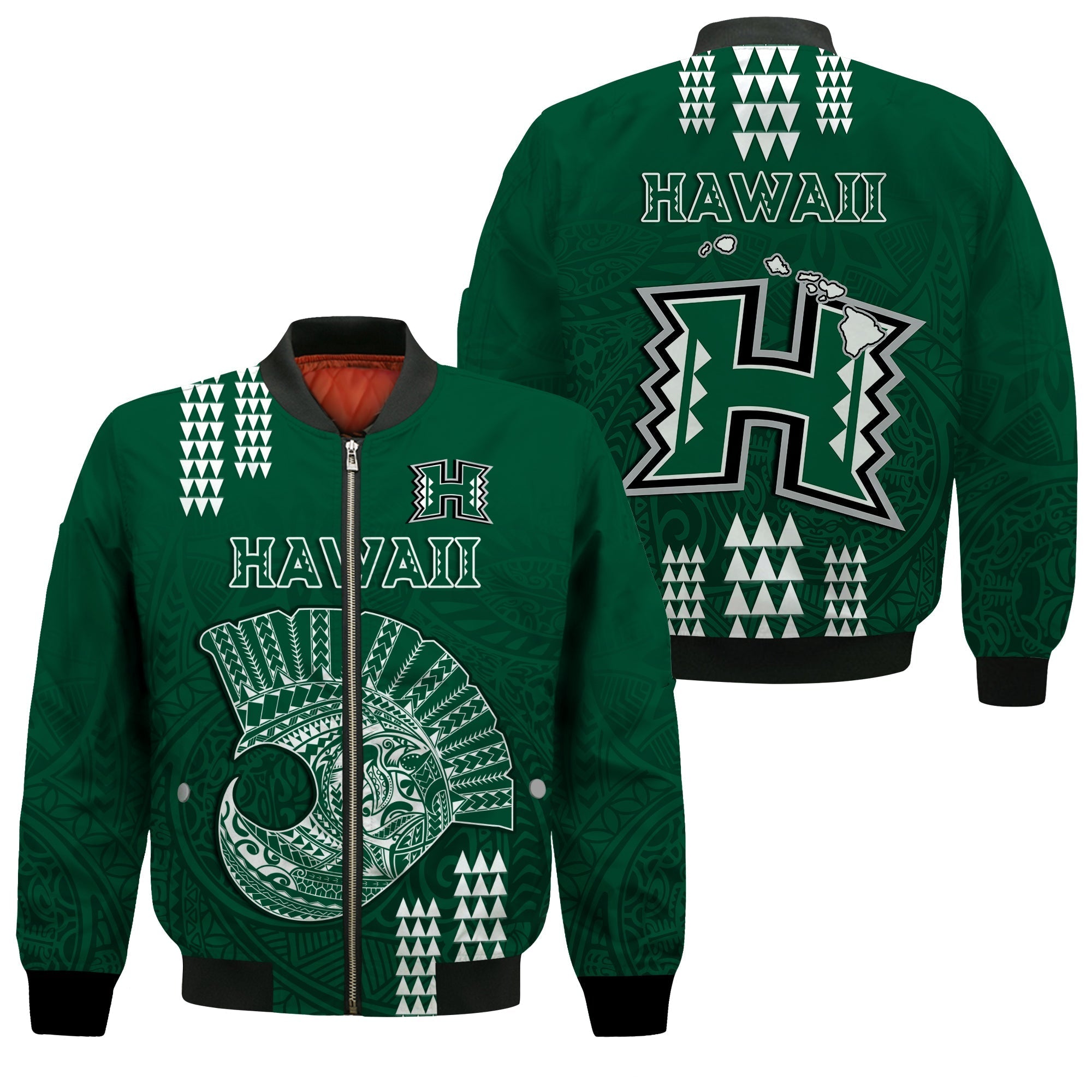 Hawaii Football Bomber Jacket Kakau Rainbow Warriors Helmet LT14