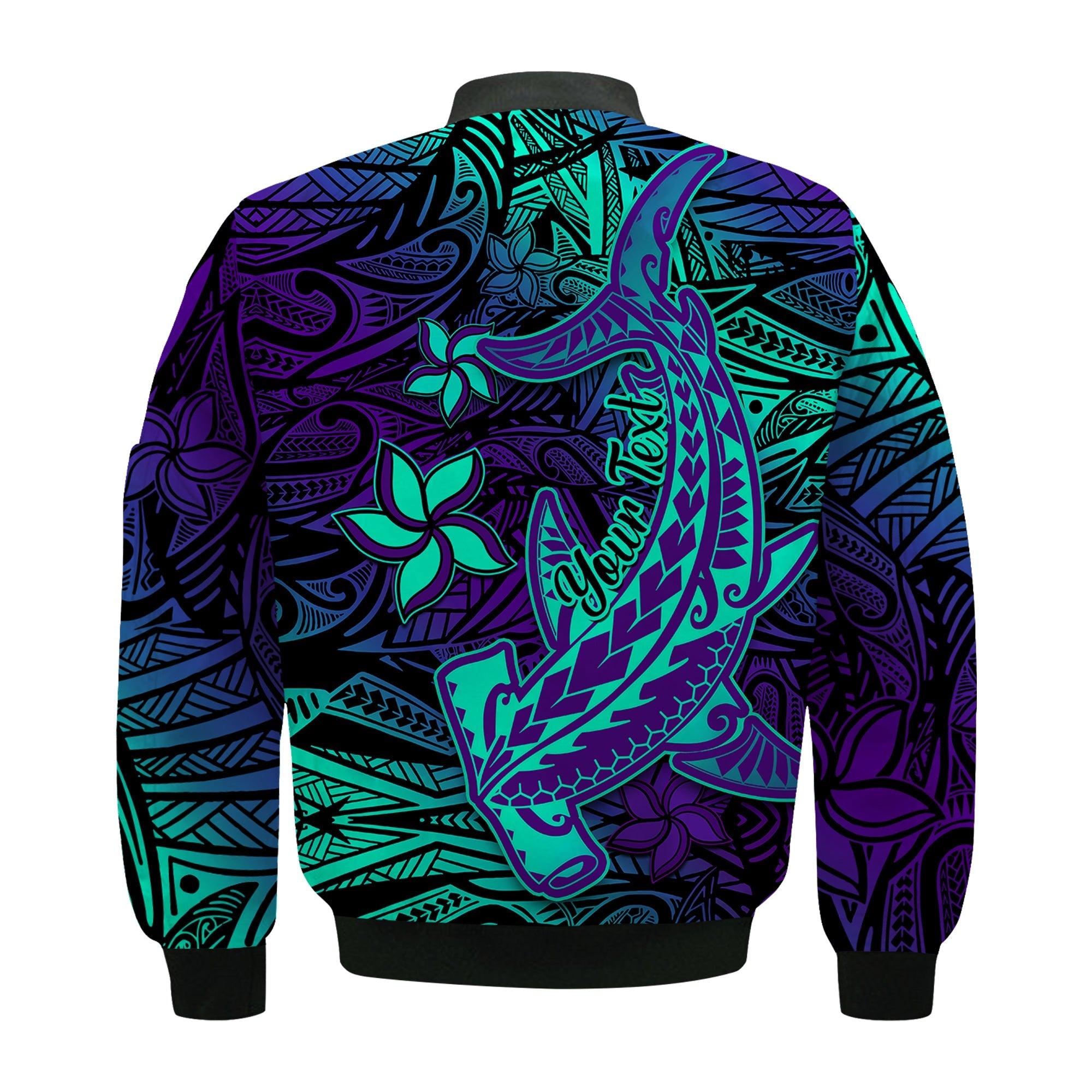 (Custom Personalised) Polynesian Bomber Jacket Purple Paradise Hawaiian Tribal Hammerhead Shark LT14