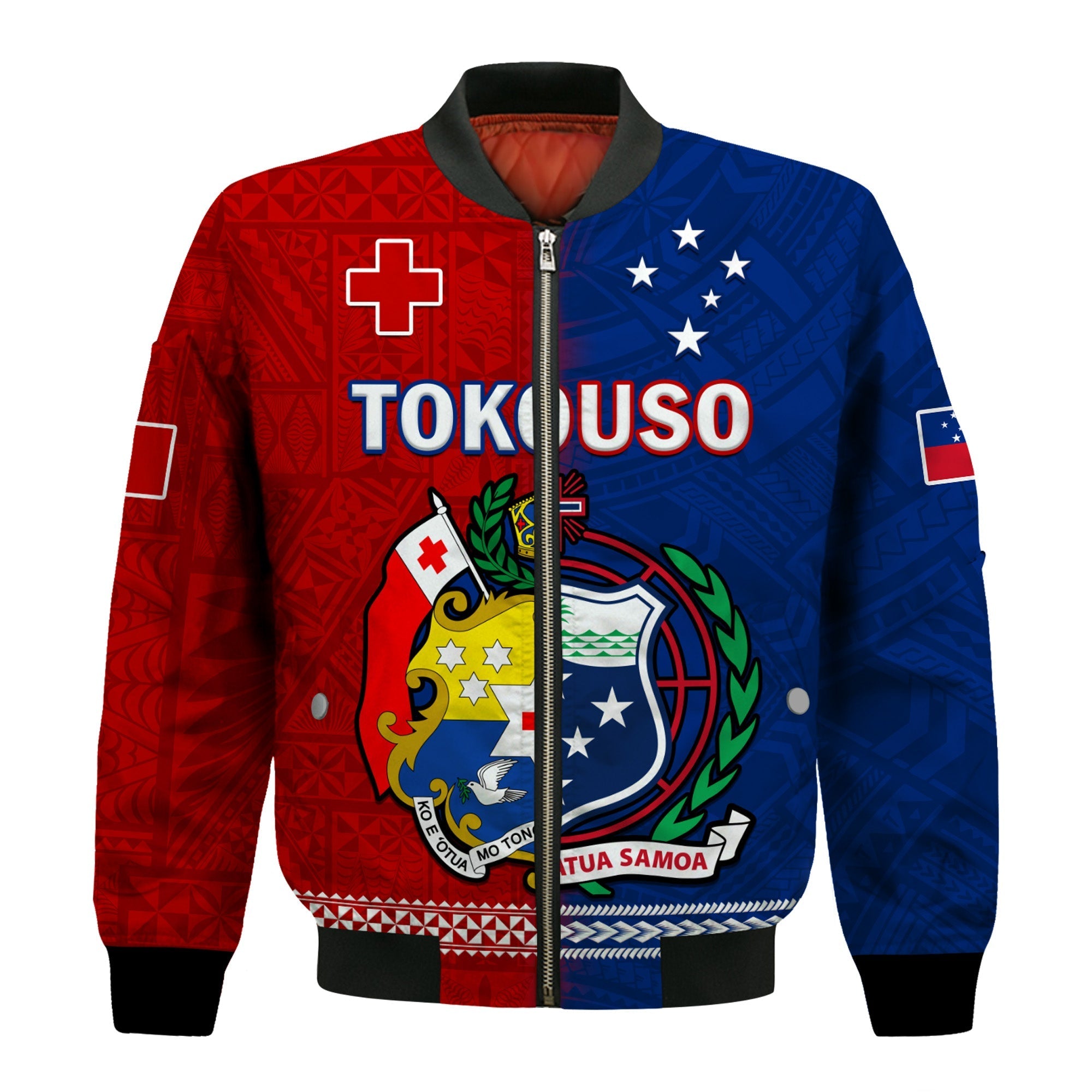 TokoUso Bomber Jacket Tonga and Samoa United We Stand Divided We Fall LT14