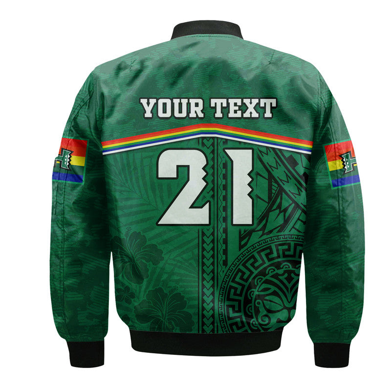 (Custom Personalised) Hawaii Warriors Football Bomber Jacket Polynesian Palm and Hibiscus LT9