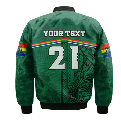 (Custom Personalised) Hawaii Warriors Football Bomber Jacket Polynesian Palm and Hibiscus LT9