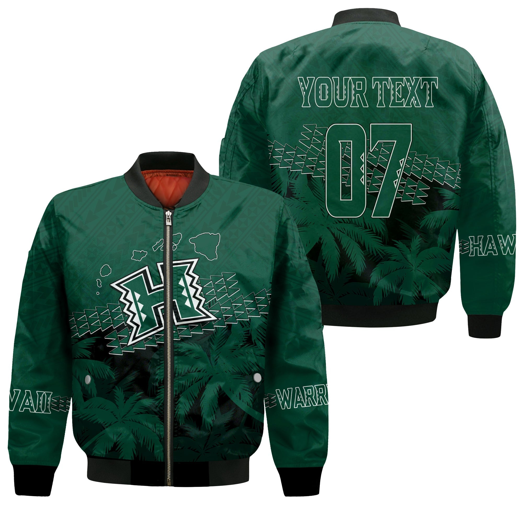 Personalised Hawaii Rainbow Warriors Bomber Jacket Laau Pama LT7