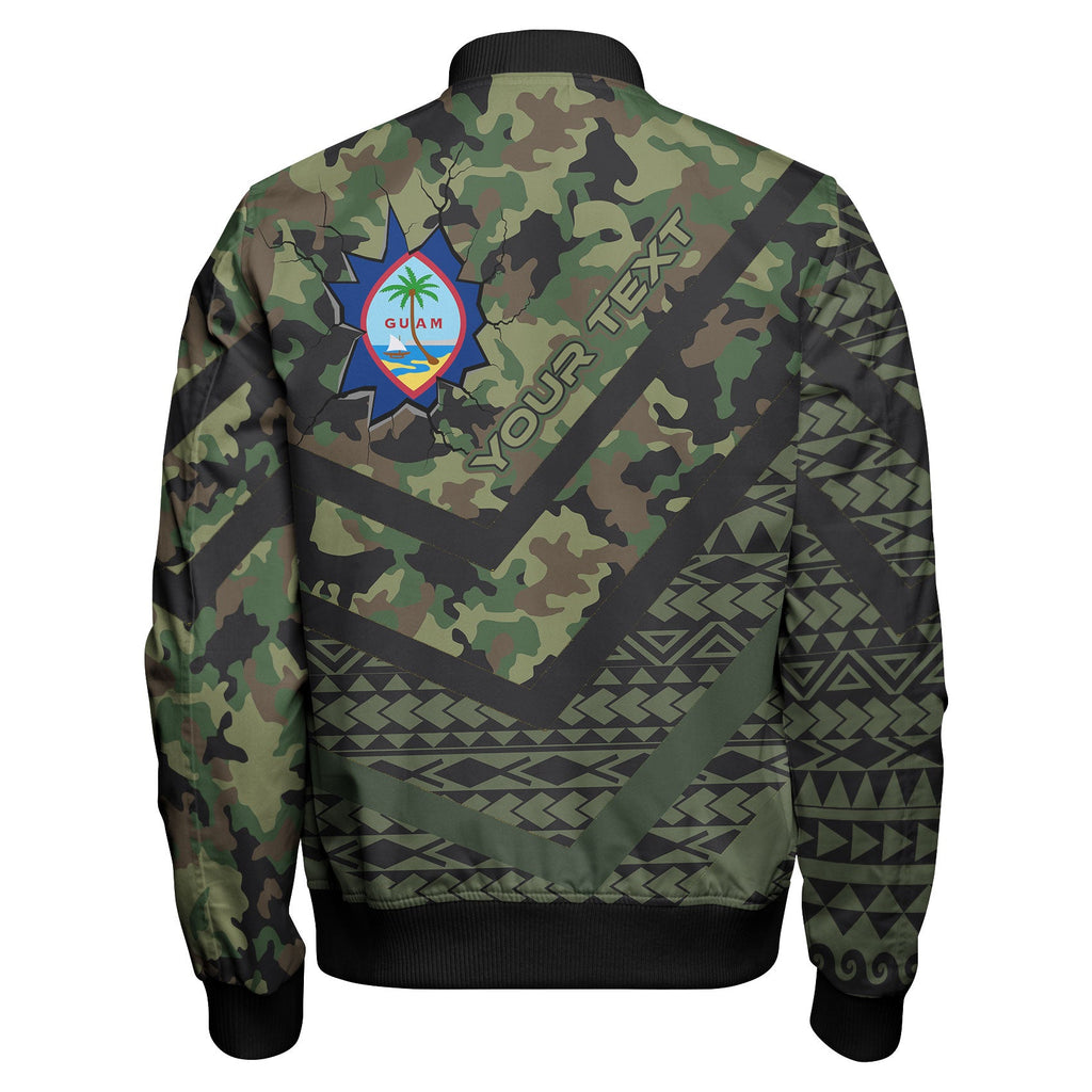 Guam Sleeve Zip Bomber Jacket - Custom Guam Camo Deluxe Polynesian Tattoo Bomber Jacket