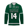 (Custom Text And Number) Hawaii Football Hockey Jersey Kakau Rainbow Warriors Helmet Go Bows LT14