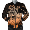Hawaii Turtle Map Polynesian Bomber Jacket Safety Orange - AH