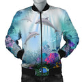 Hawaiian Dolphins Play The Ocean Polynesian Bomber Jacket - AH