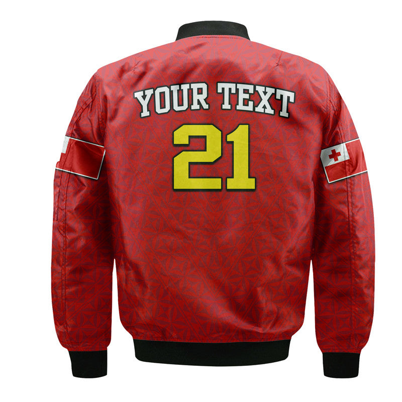 (Custom Personalised) Mate Ma'a Tonga Rugby Bomber Jacket Tongan Kupesi Red Style LT9