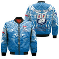 (Custom Personalised) Samoa Rugby Toa Samoa Blue Style Bomber Jacket - LT2