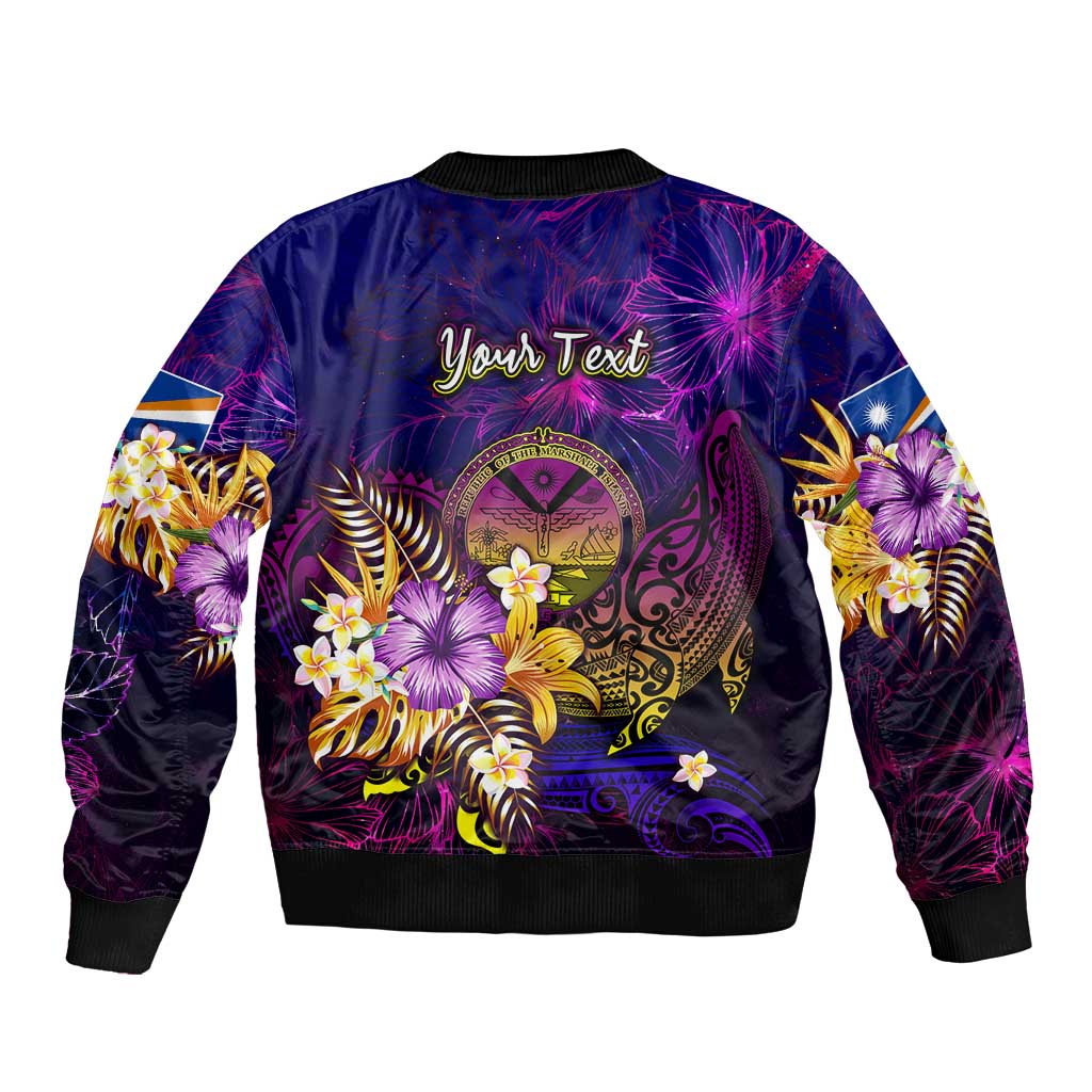 Marshall Islands Bomber Jacket Whale Hibiscus Polynesian DT02