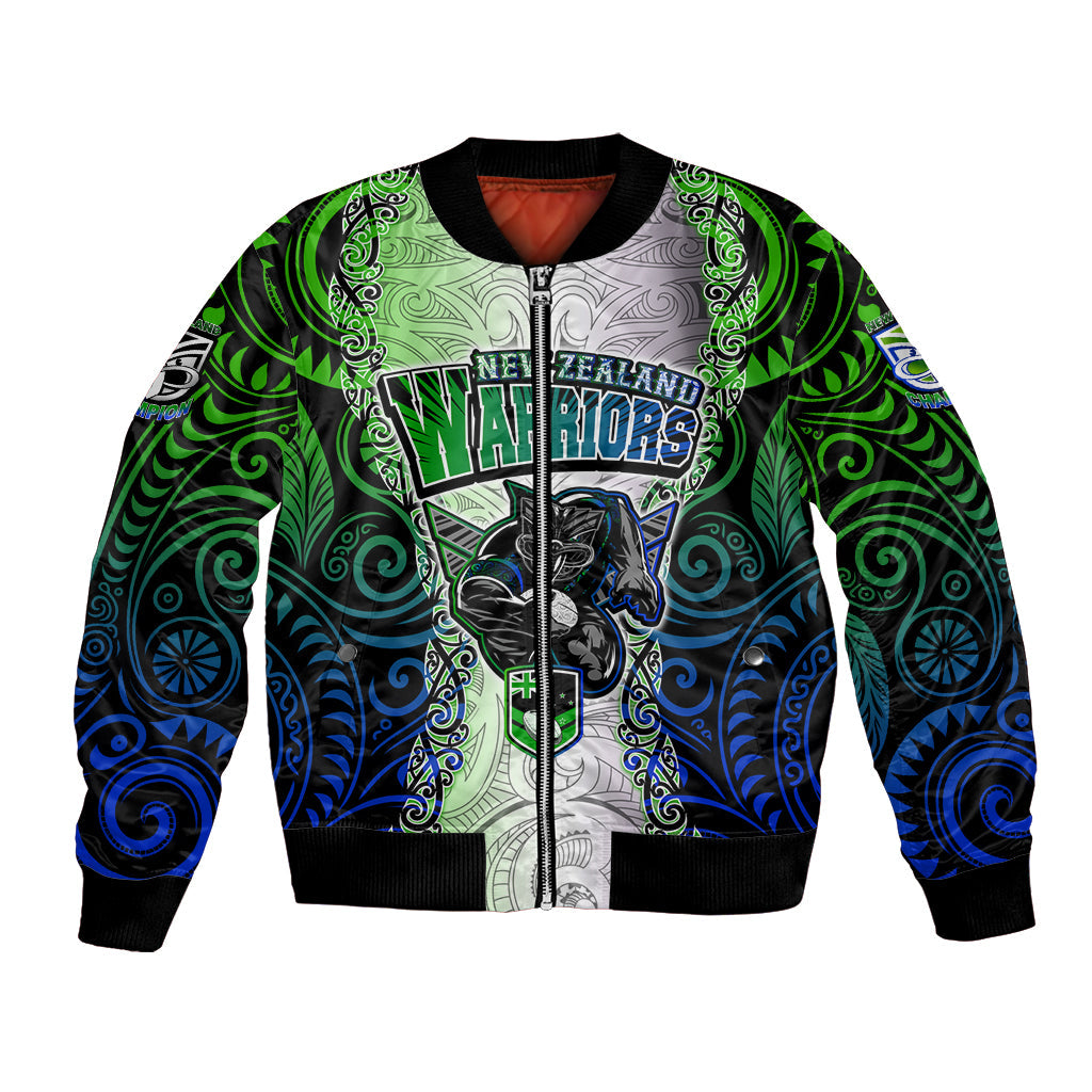 Personalised New Zealand Warriors Bomber Jacket Maori Silver Fern Green DT02