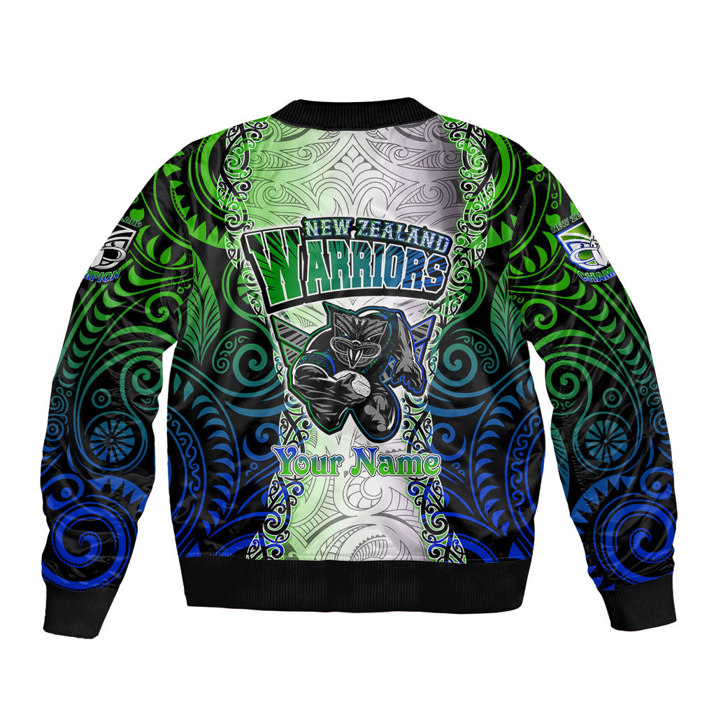 Personalised New Zealand Warriors Bomber Jacket Maori Silver Fern Green DT02