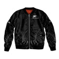 New Zealand Sleeve Zip Bomber Jacket Rugby 2023 Champions Black DT02