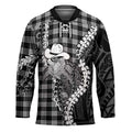 Black Hawaii Palaka Cowboy Turtle Hockey Jersey Hawaiian Paniolo Puakenikeni Maile Lei DT05