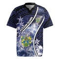 Personalised Pitcairn Islands Rugby Jersey Coat Of Arms Waves Style DT05