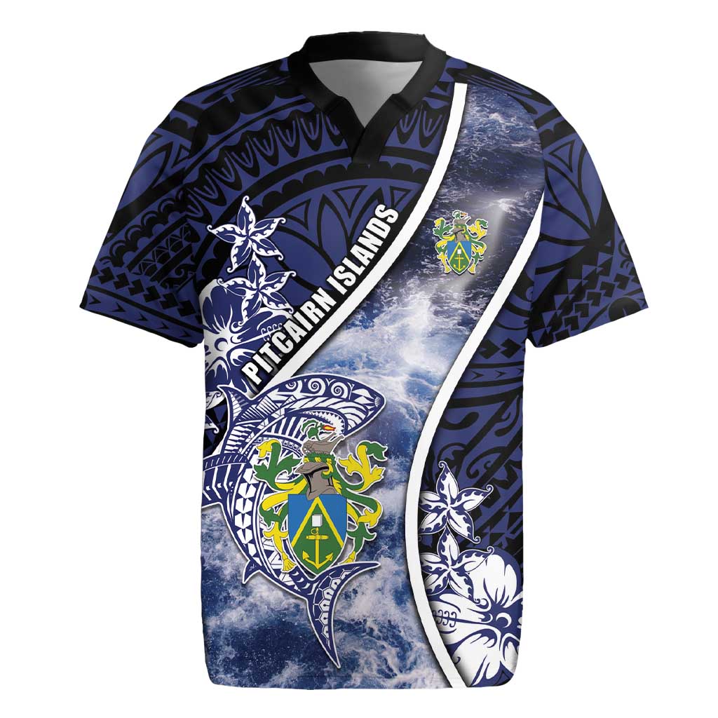 Personalised Pitcairn Islands Rugby Jersey Coat Of Arms Waves Style DT05