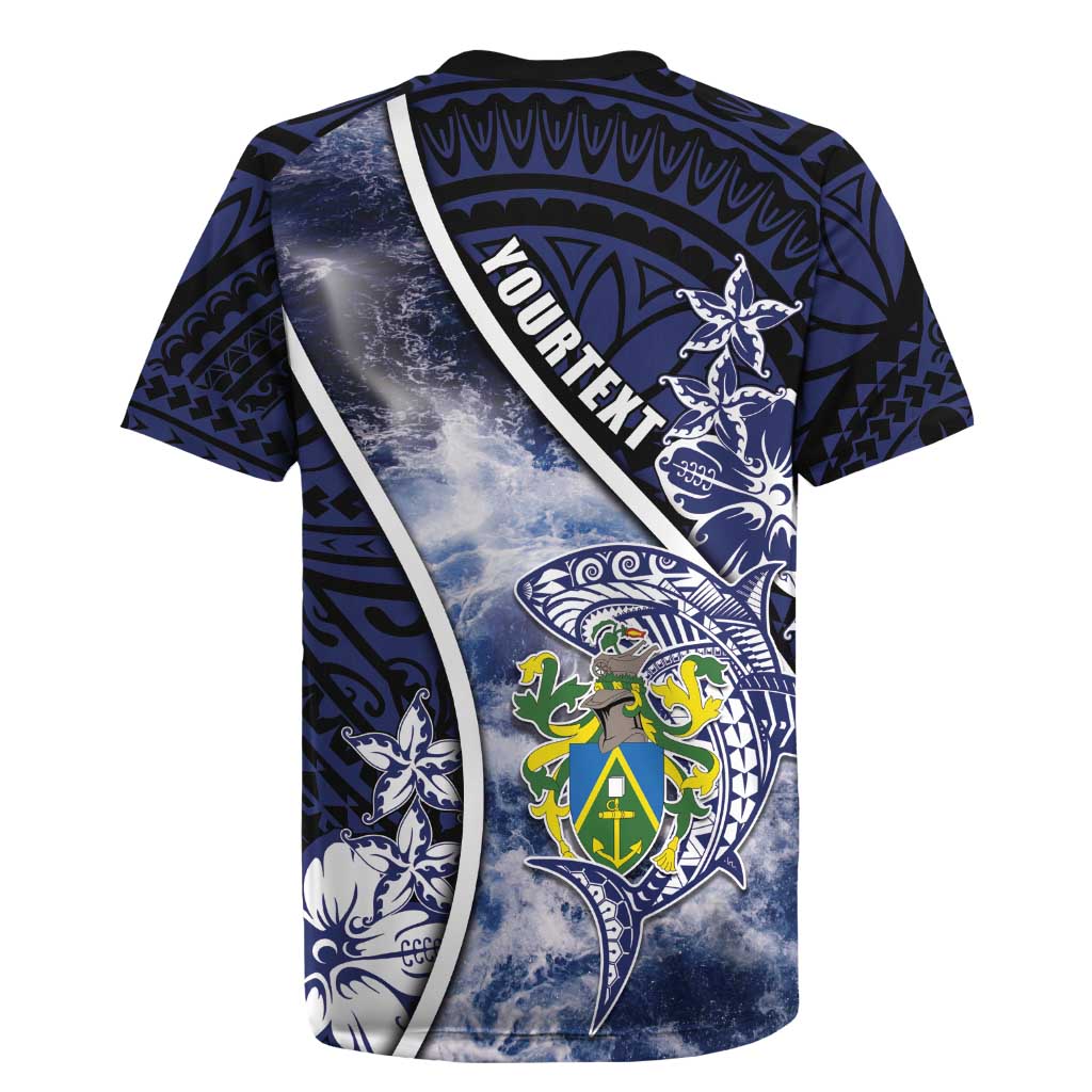 Personalised Pitcairn Islands Rugby Jersey Coat Of Arms Waves Style DT05