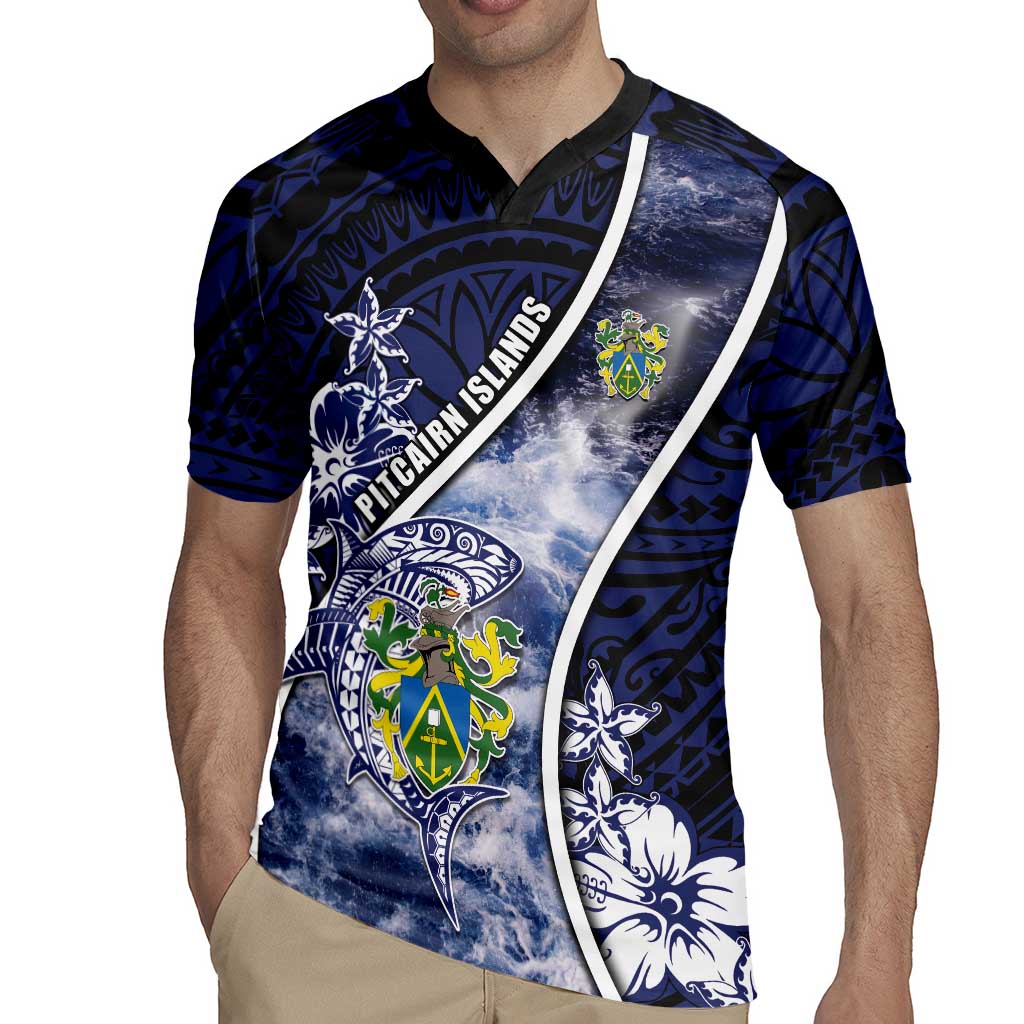 Personalised Pitcairn Islands Rugby Jersey Coat Of Arms Waves Style DT05