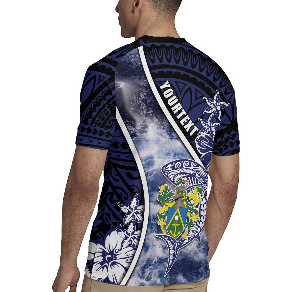 Personalised Pitcairn Islands Rugby Jersey Coat Of Arms Waves Style DT05