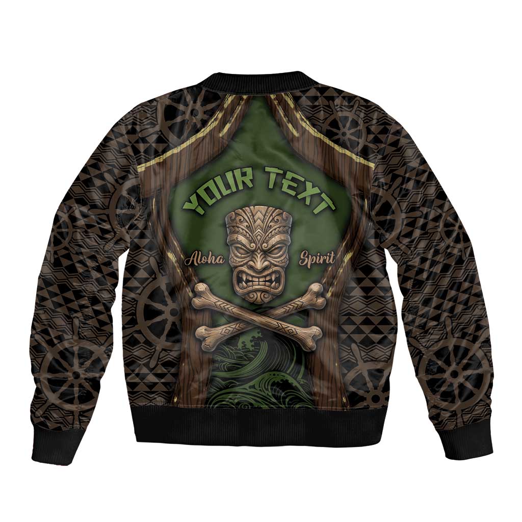 Personalised Hawaii Tiki Pirates Bomber Jacket Kakau Pattern Polynesian Style DT05