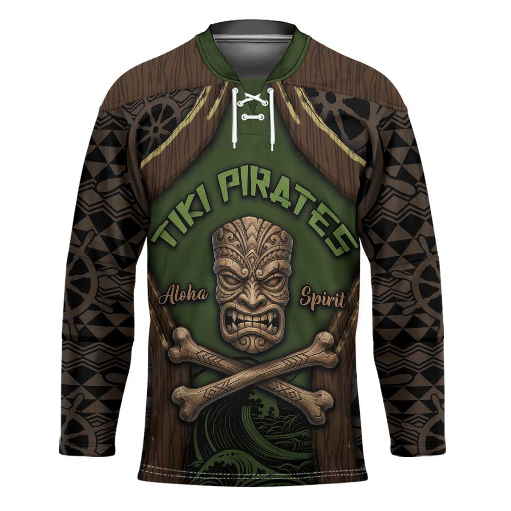 Personalised Hawaii Tiki Pirates Hockey Jersey Kakau Pattern Polynesian Style DT05
