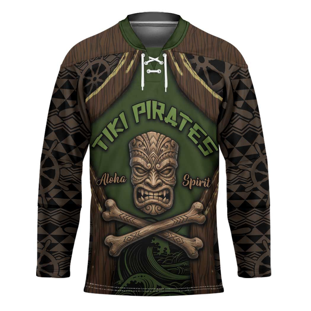 Personalised Hawaii Tiki Pirates Hockey Jersey Kakau Pattern Polynesian Style DT05