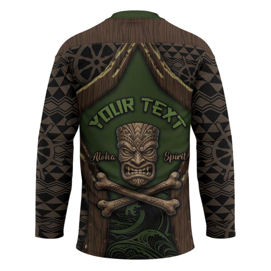 Personalised Hawaii Tiki Pirates Hockey Jersey Kakau Pattern Polynesian Style DT05