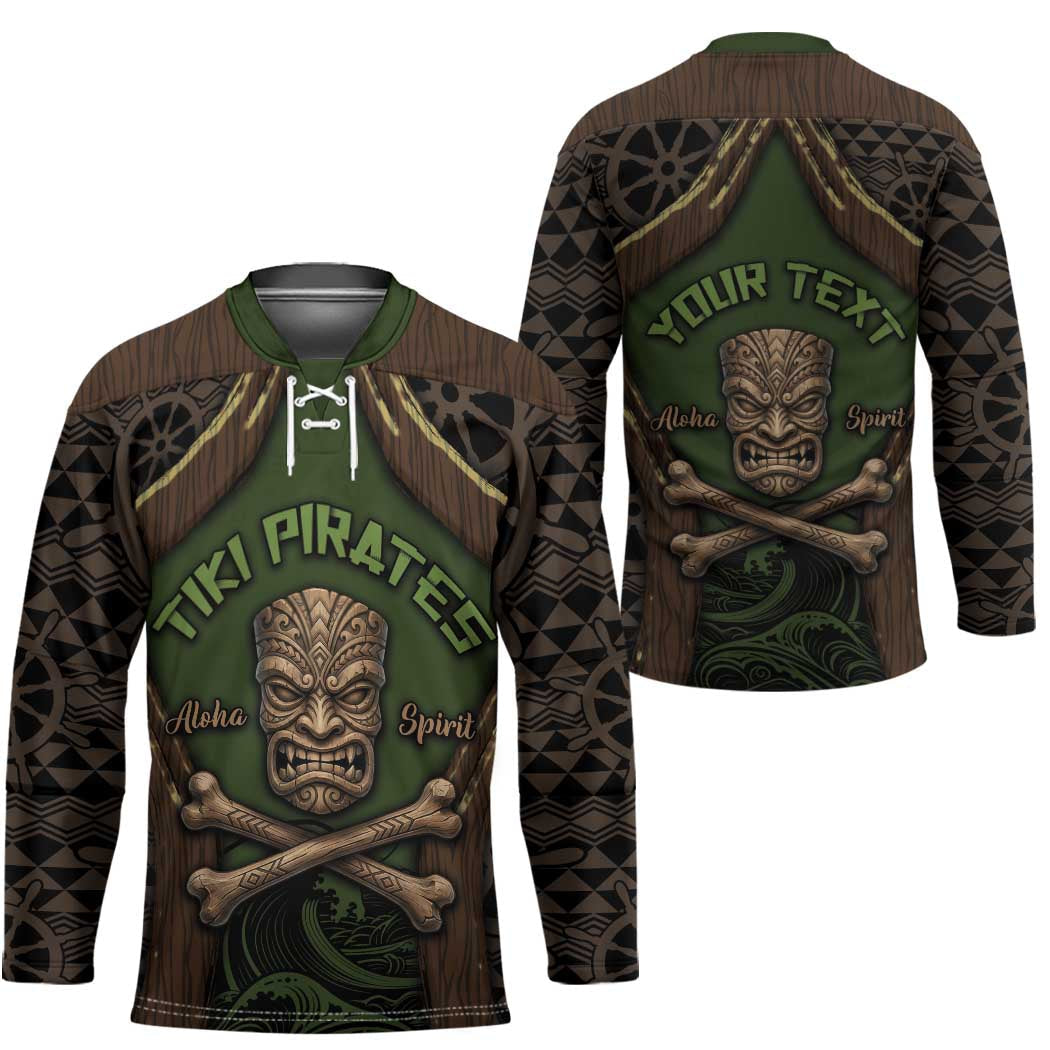 Personalised Hawaii Tiki Pirates Hockey Jersey Kakau Pattern Polynesian Style DT05