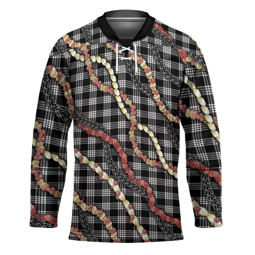 Hawaii Palaka Niihau Shell Lei Hockey Jersey Tropical Island Plaid Patterns DT05