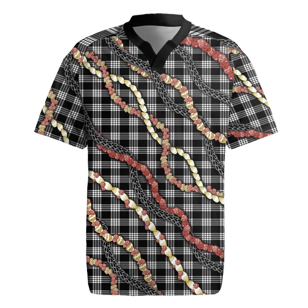 Hawaii Palaka Niihau Shell Lei Rugby Jersey Tropical Island Plaid Patterns DT05