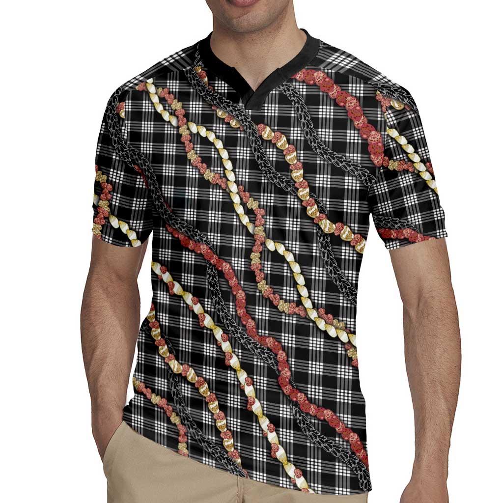 Hawaii Palaka Niihau Shell Lei Rugby Jersey Tropical Island Plaid Patterns DT05