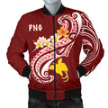 Papua New Guinea Men's Bomber Jacket - PNG Seal Polynesian Patterns Plumeria