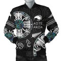 New Zealand Aotearoa Men Bomber Jacket, Maori Mangopare Paua Shell