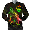 Guam Polynesian Men's Bomber Jacket - Turtle With Blooming Hibiscus Reggae