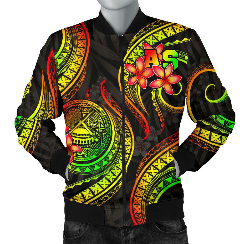 American Samoa Polynesian Men Bomber Jacket - Reggae Plumeria