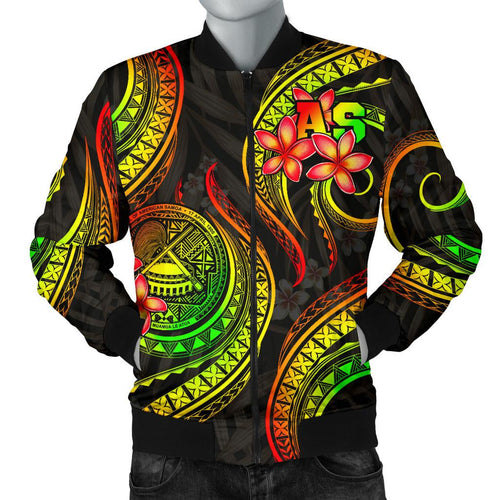 American Samoa Polynesian Men Bomber Jacket - Reggae Plumeria