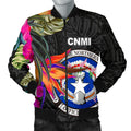 Northern Mariana Islands Men's Bomber Jacket - Saipan Hibiscus Polynesian Pattern
