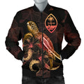 Guam Polynesian Men's Bomber Jacket - Turtle With Blooming Hibiscus Gold