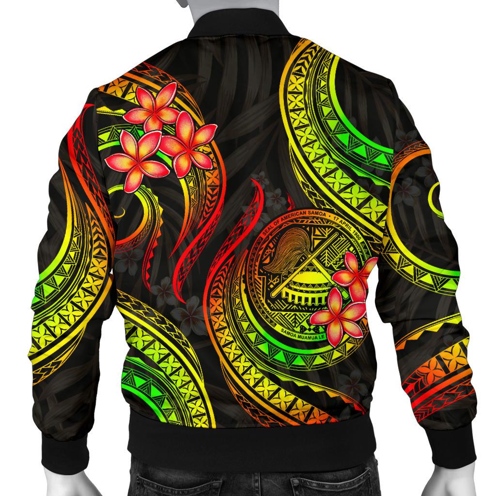 American Samoa Polynesian Men Bomber Jacket - Reggae Plumeria