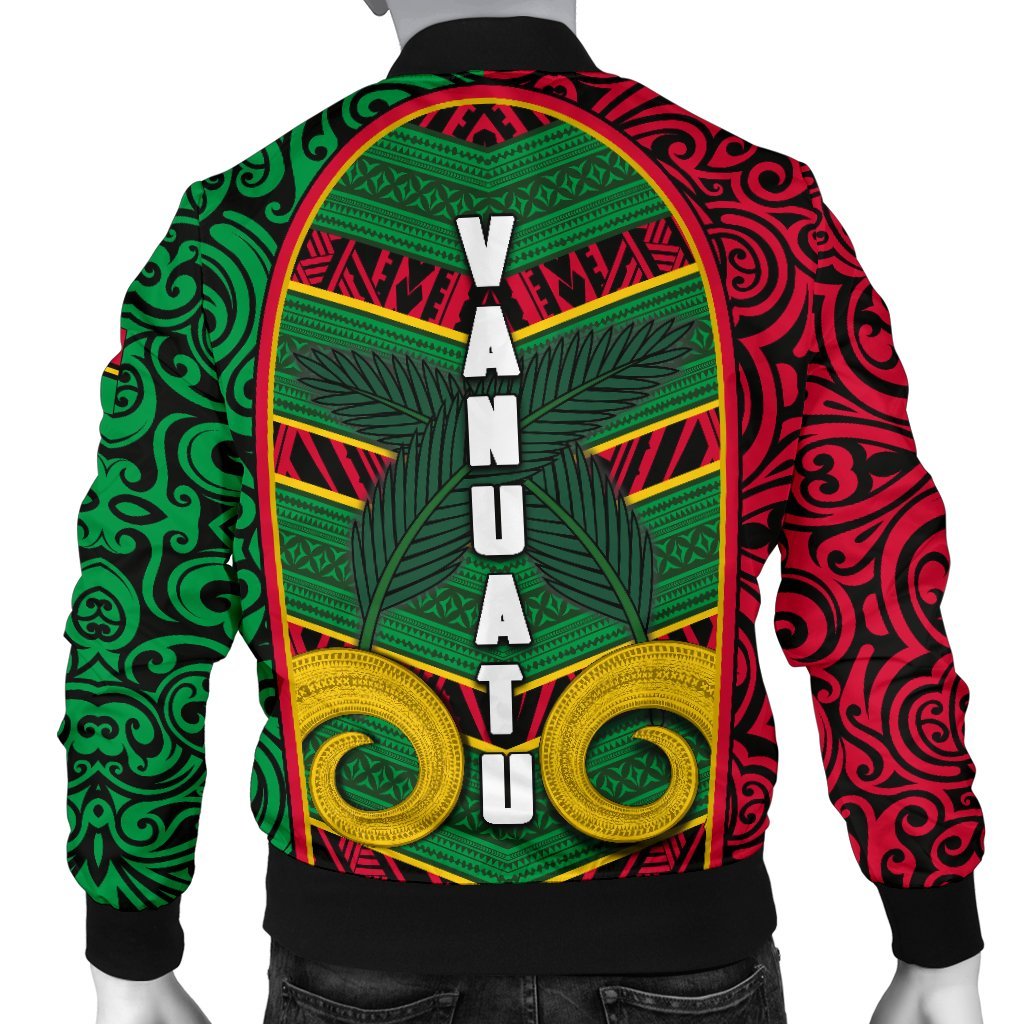 Vanuatu Men'S Bomber Jacket Pig Tusk Polynesian Coat Of Arms