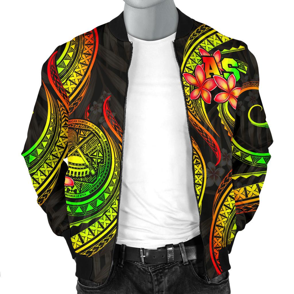 American Samoa Polynesian Men Bomber Jacket - Reggae Plumeria