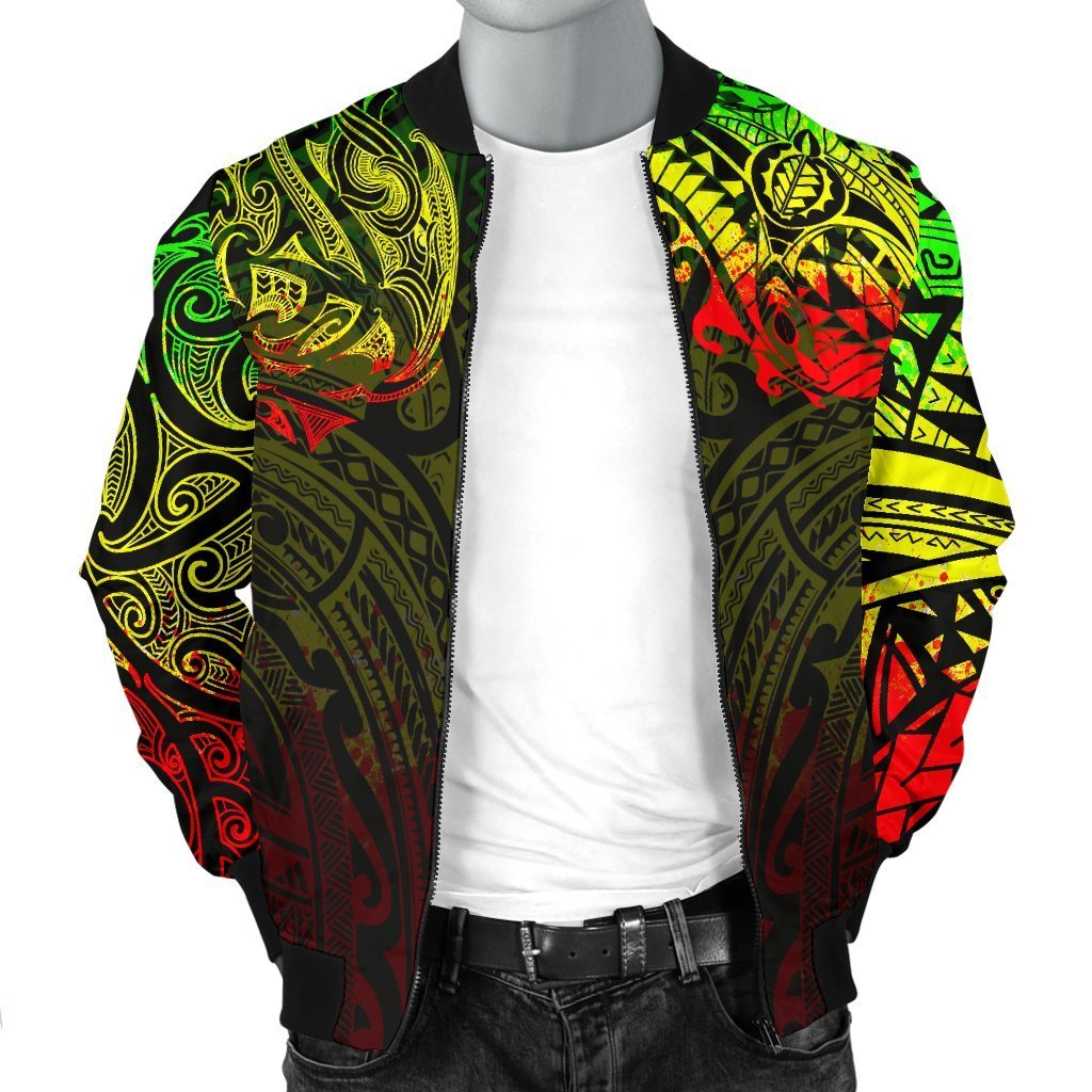 New Zealand Men's Bomber Jacket, Maori Polynesian Tattoo Reggage