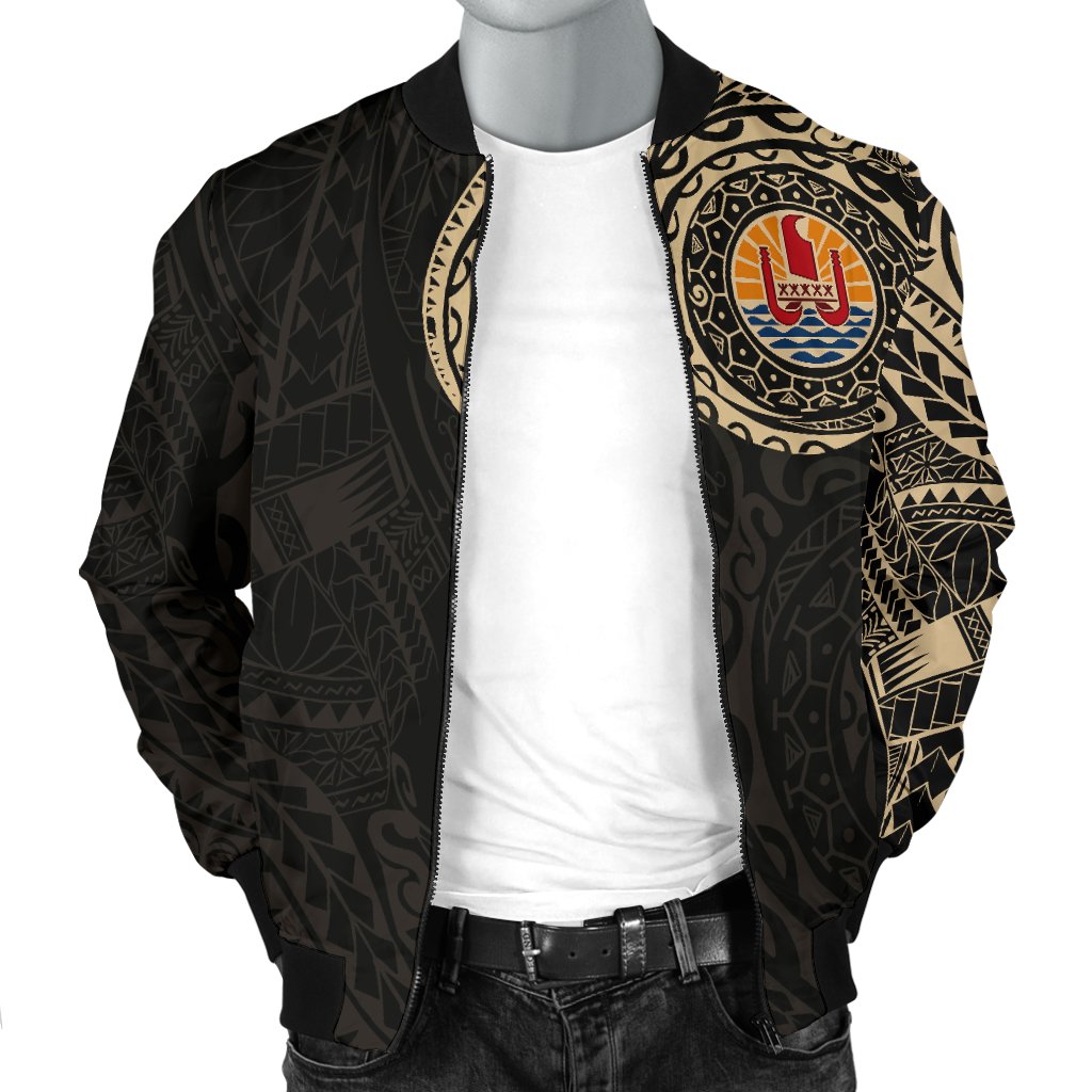 Tahiti in My Heart Polynesian Tattoo Style Men's Bomber Jacket