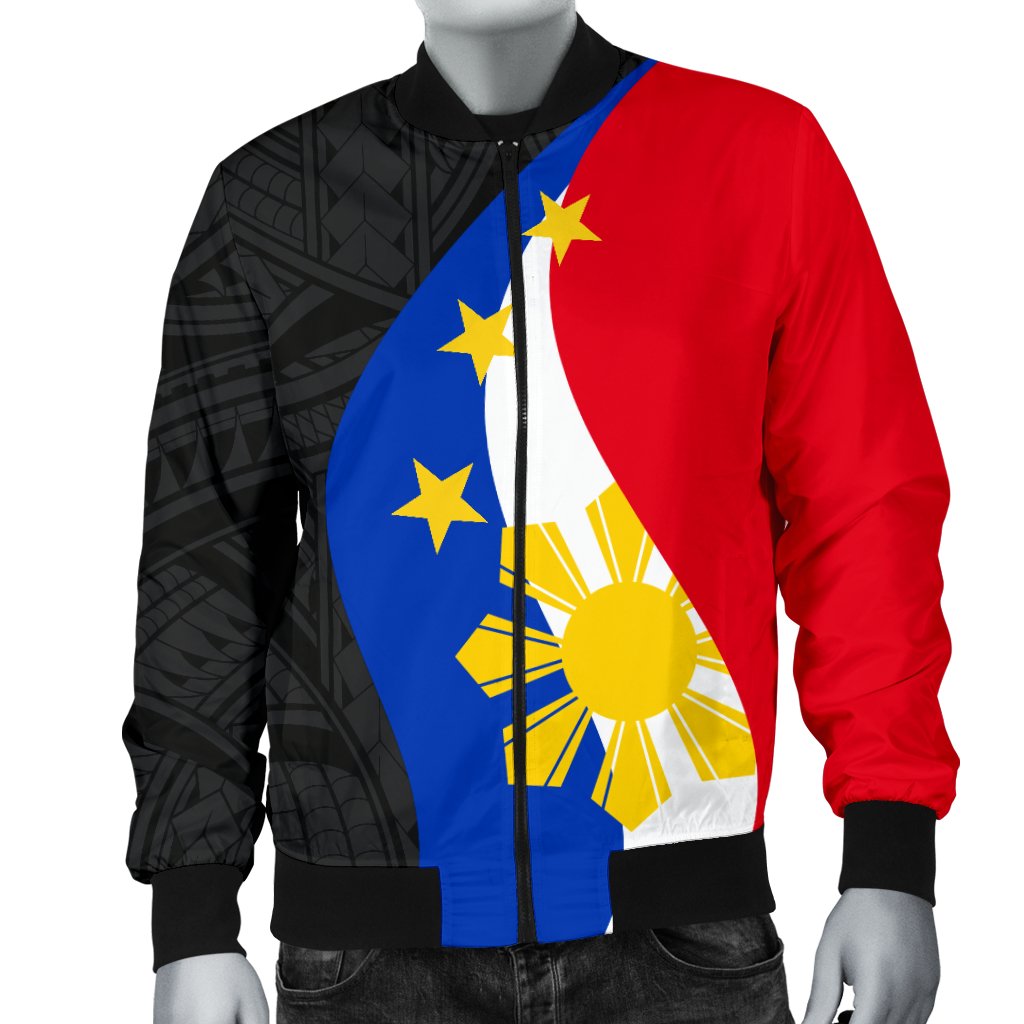 Philippines Men Bomber Jacket - King Lapu - Lapu Polynesian Pattern