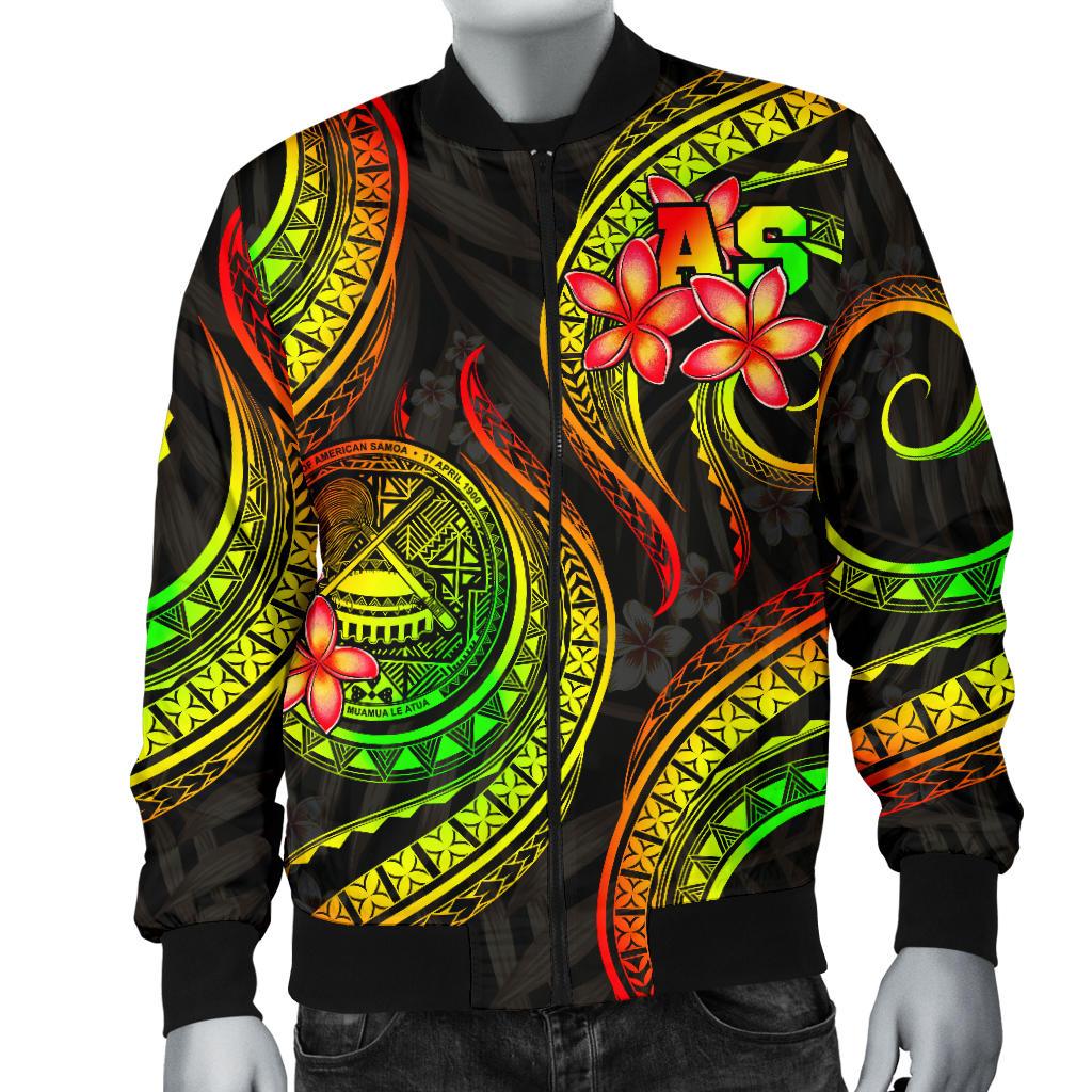 American Samoa Polynesian Men Bomber Jacket - Reggae Plumeria